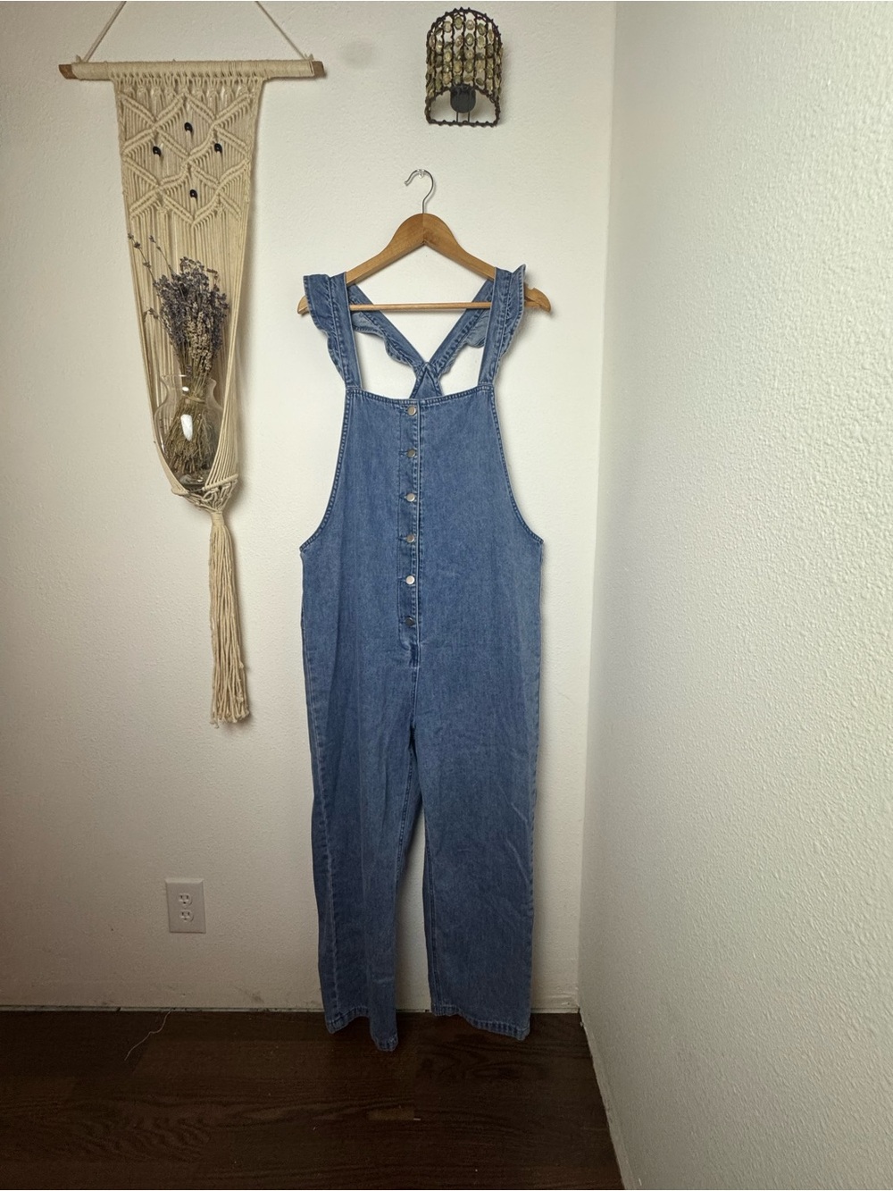 Denim Button-Front Women’s Overalls - Blue
